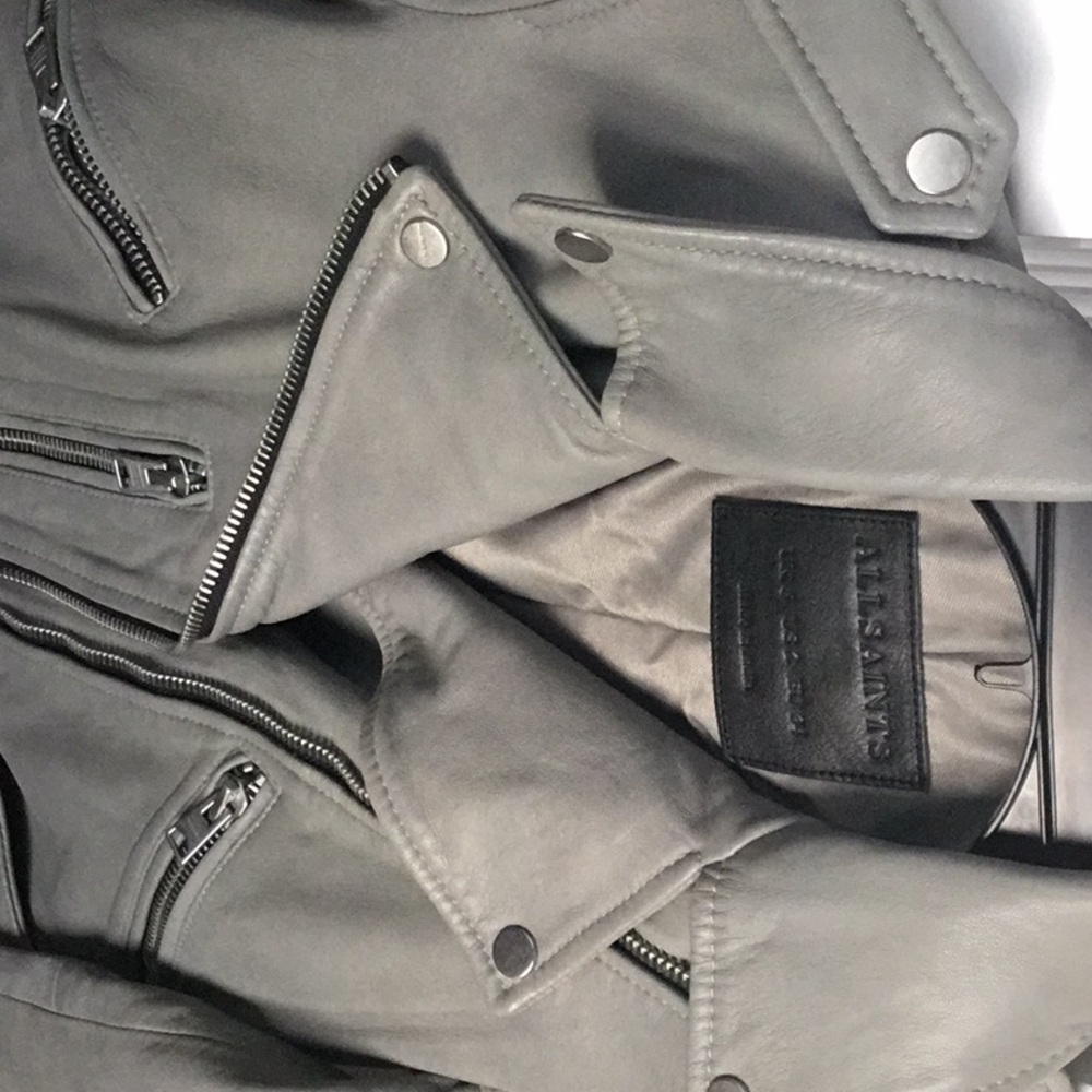 Balfern Belted Leather Biker Jacket All Saints - Picture 9 of 9